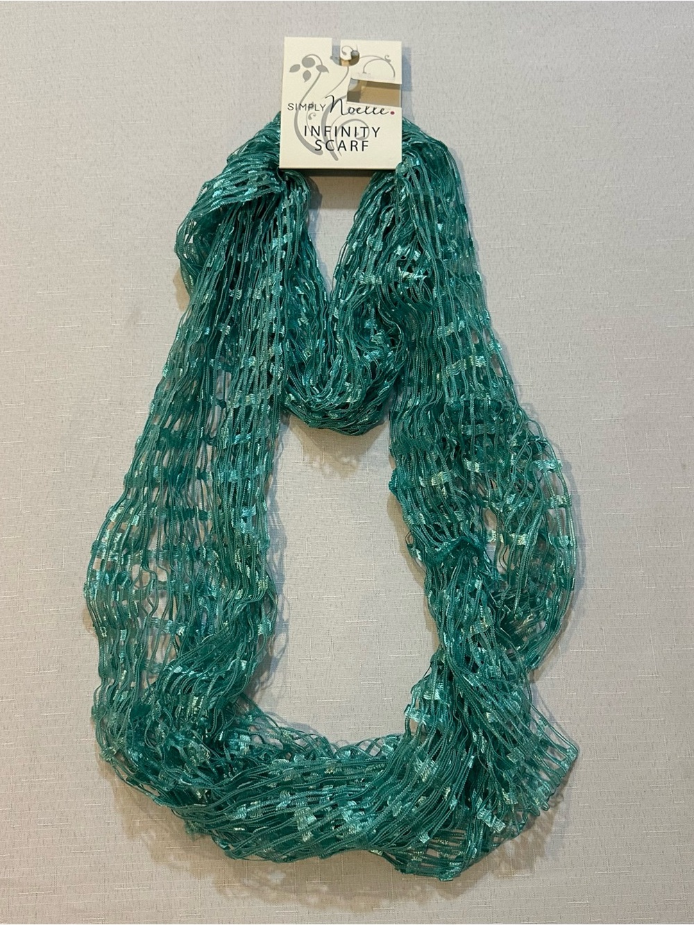 Simply Noelle Aqua Open Knit Infinity Scarf NWT